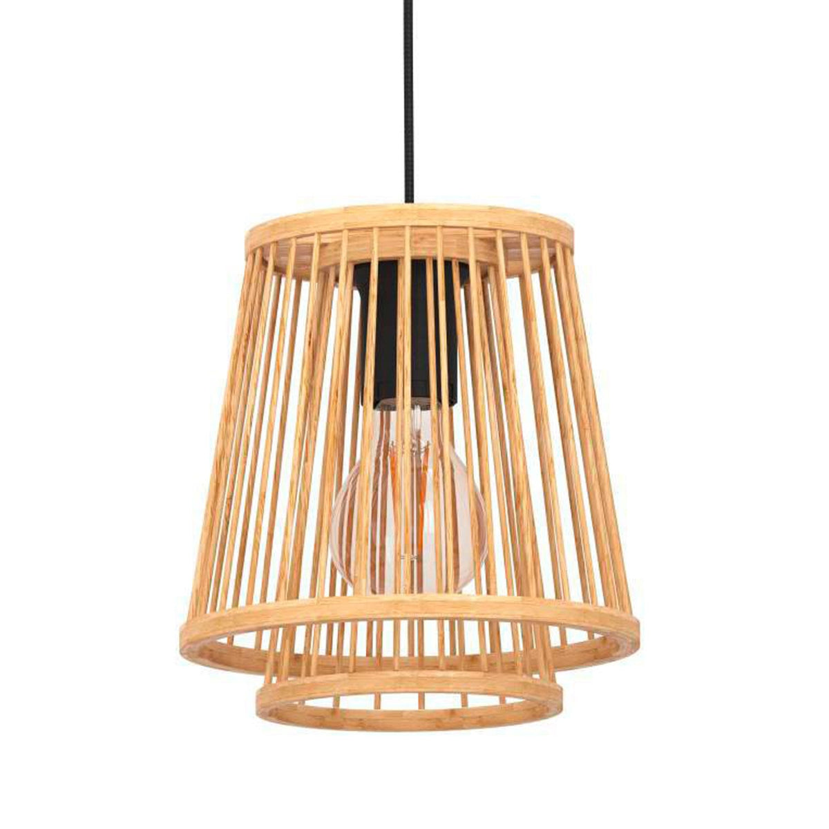 Hykeham Triple Drop Linear Pendant with Natural Bamboo Lampshades