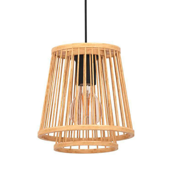 Hykeham Triple Drop Linear Pendant with Natural Bamboo Lampshades
