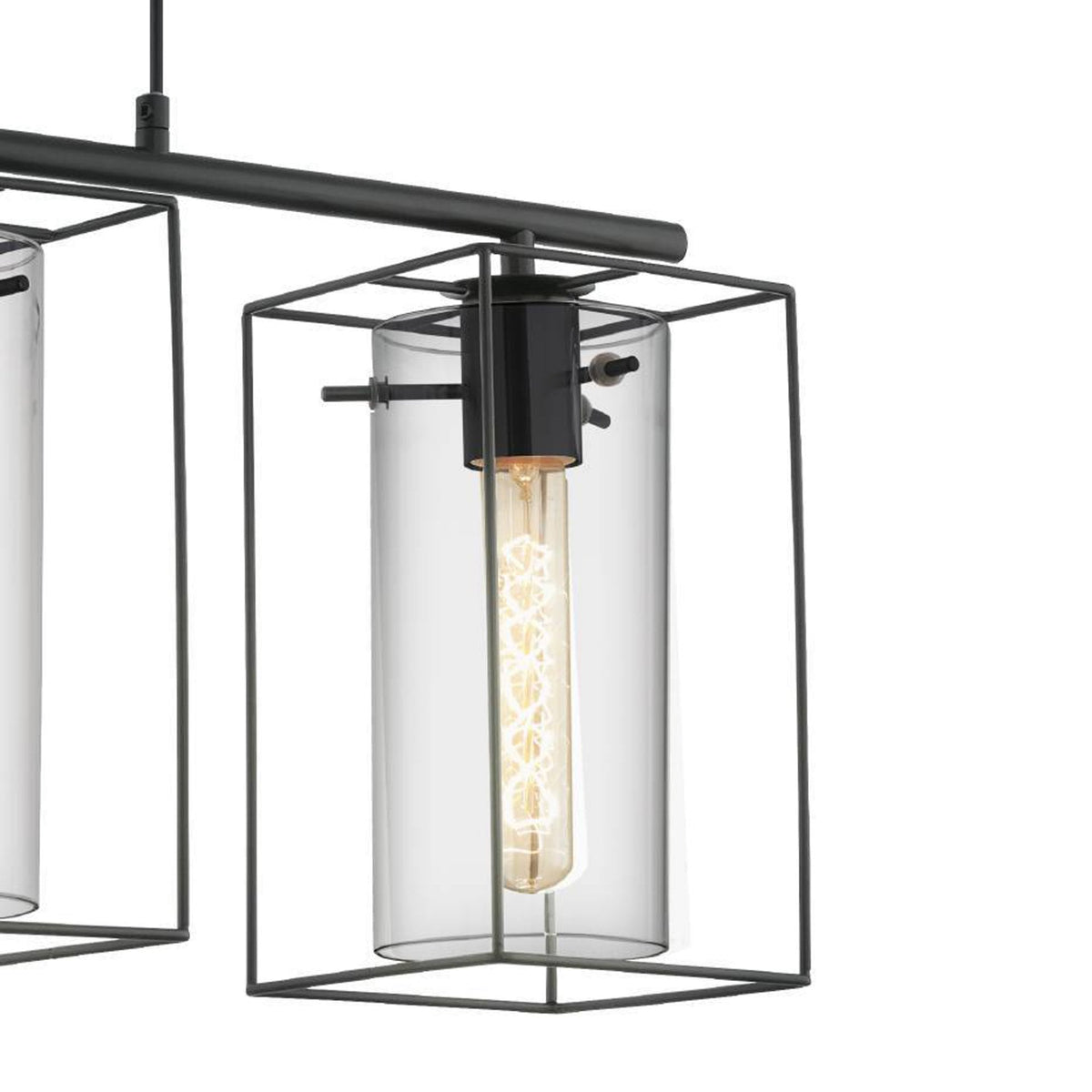 Loncino Triple Pendant Light in Black Steel and Smoked Glass