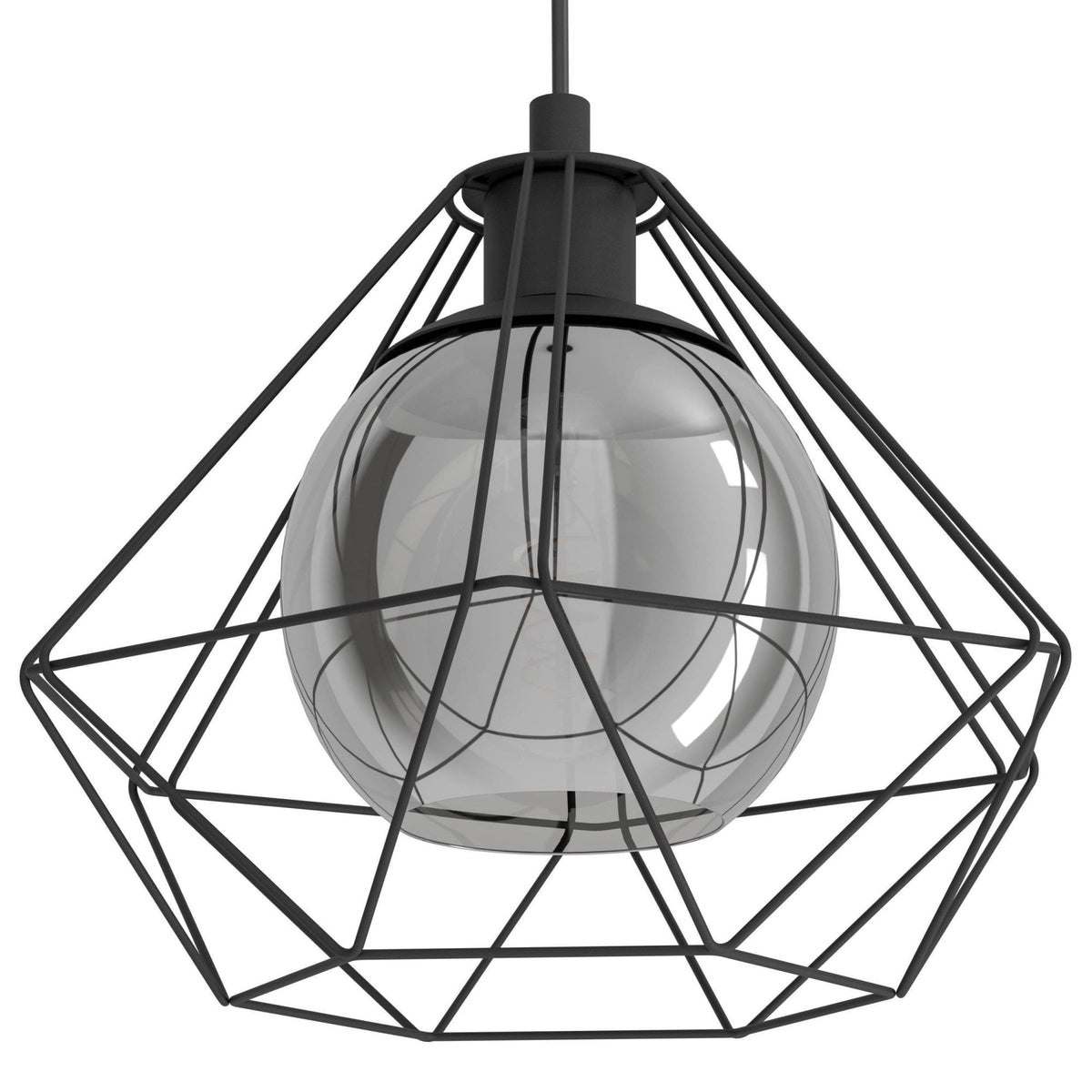 Vernham Triple Drop Pendant with Vaporized Black Transparent Glass