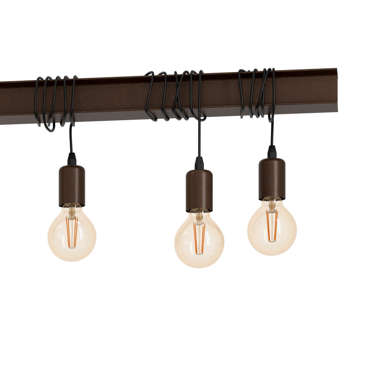 Townshend 4 Industrial Style Eight Lamp Bar Pendant in Rust Brown