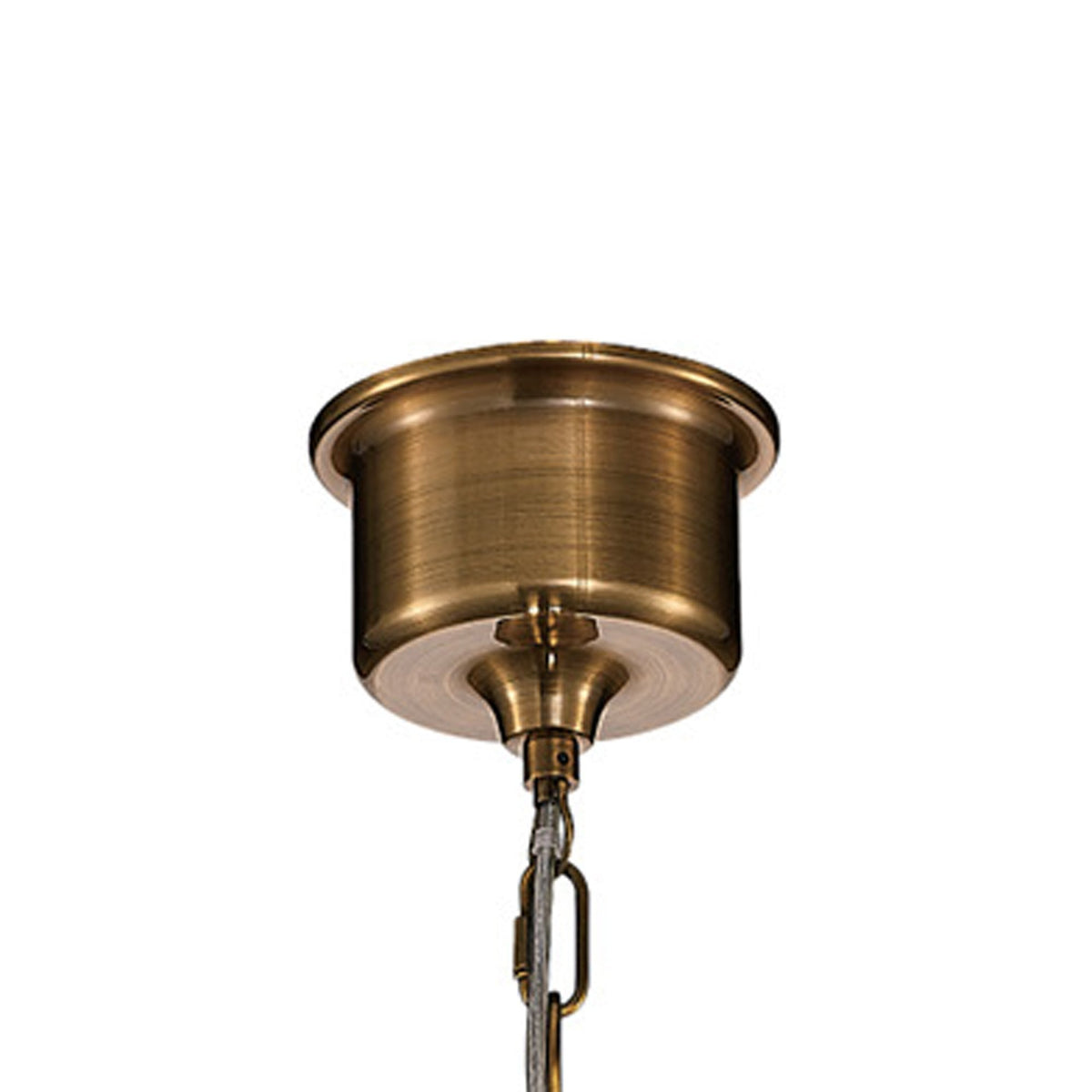 Large Vintage Pendant In Antique Brass With Amber Glass