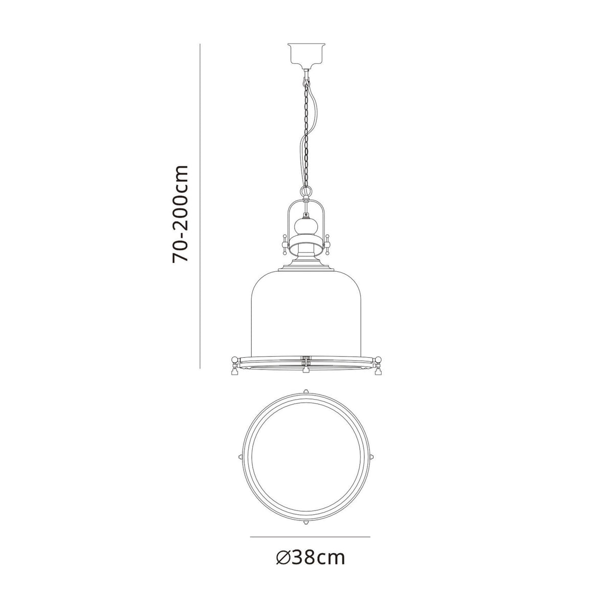 Large Vintage Pendant In Antique Brass With Amber Glass