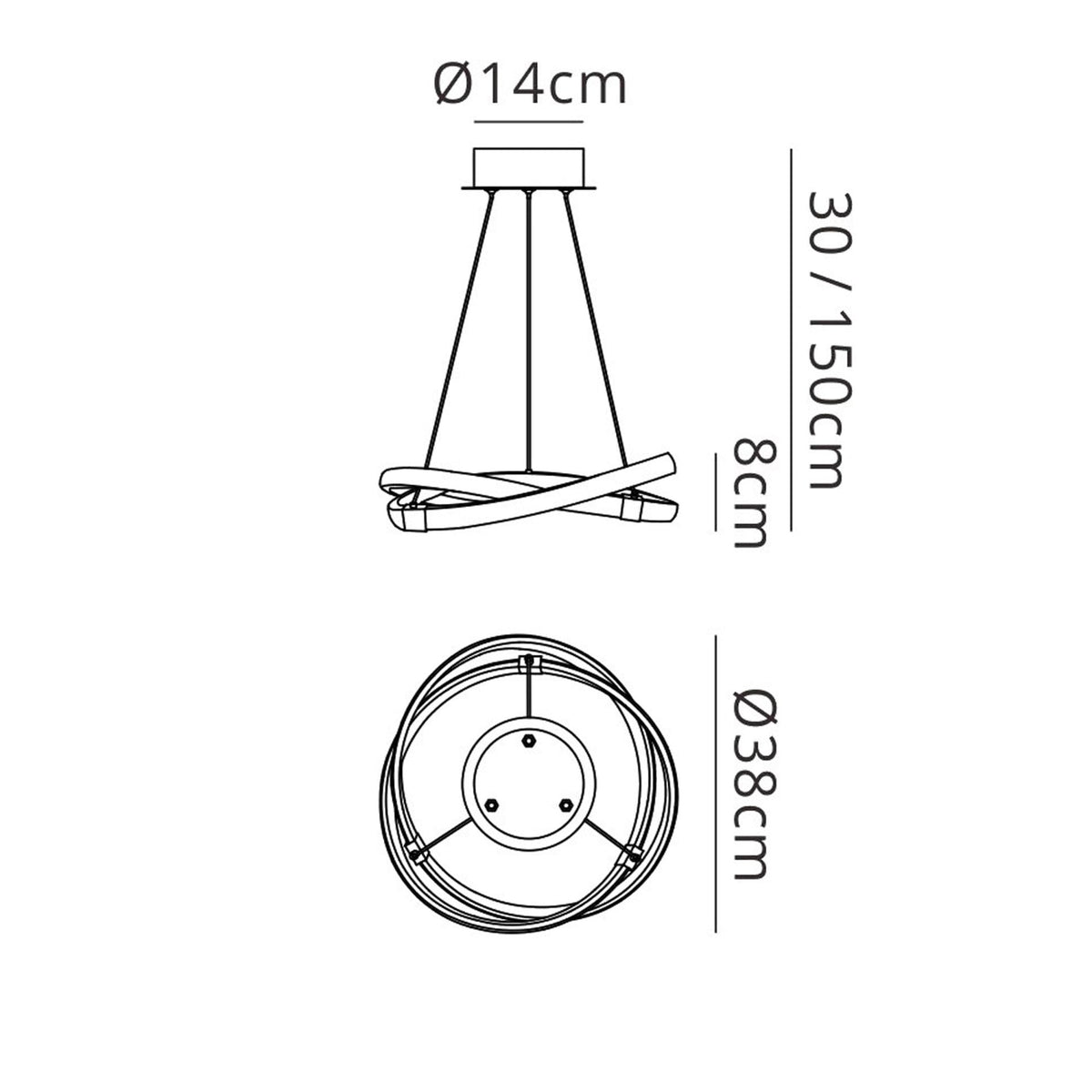 Infinity 30w LED Sculptured Pendant In Brown Oxide