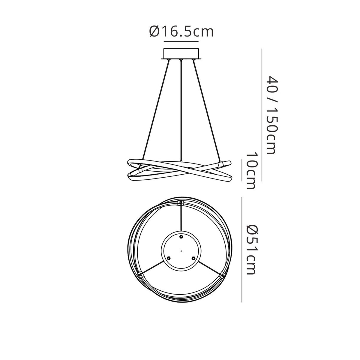 Infinity 42w Dimmable LED Sculptured Pendant In Brown Oxide