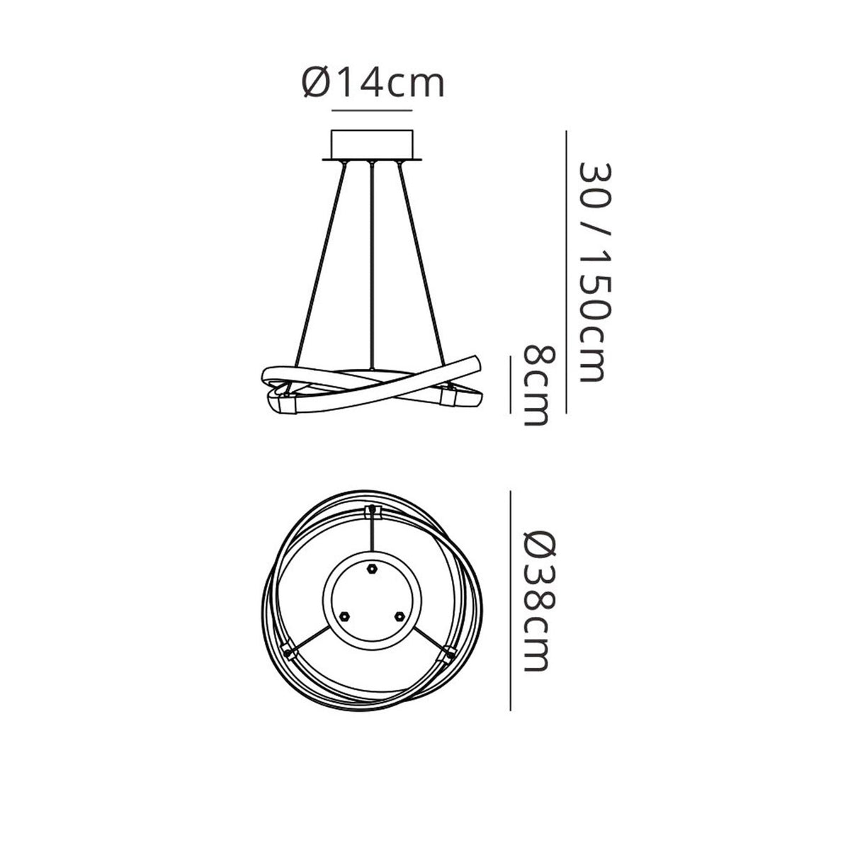 Infinity 30w LED Sculptured Pendant In White