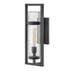 Cordillera IP44 Exterior Wall Light in Black with Seeded Tubular Glass
