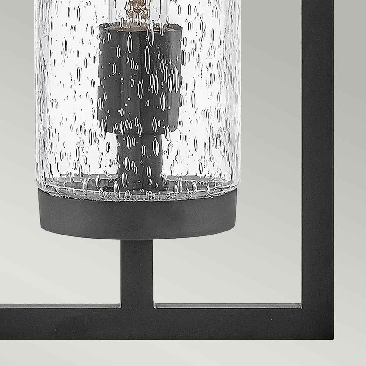 Cordillera IP44 Exterior Wall Light in Black with Seeded Tubular Glass