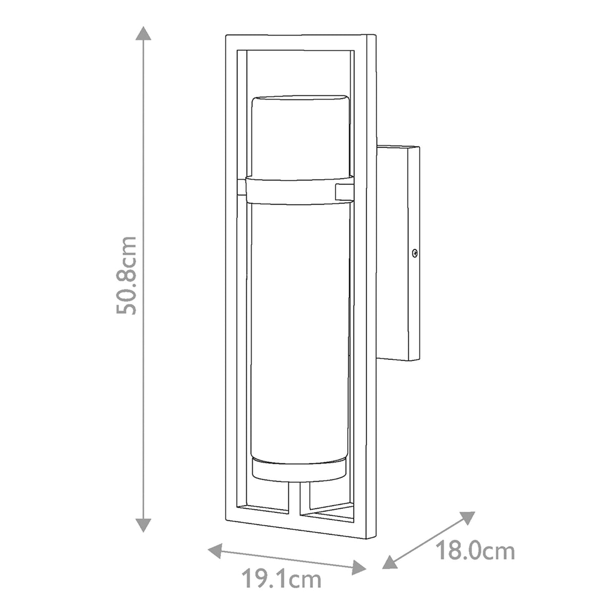 Cordillera IP44 Exterior Wall Light in Black with Seeded Tubular Glass