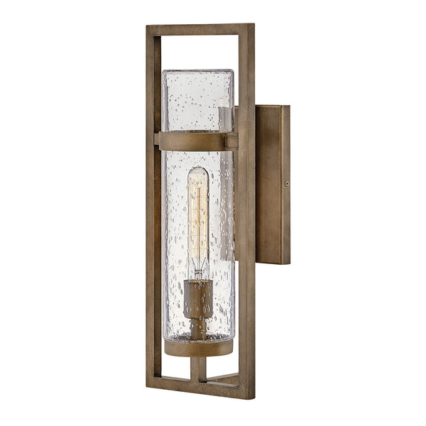 Cordillera IP44 Exterior Wall Light in Burnished Bronze with Seeded Tubular Glass