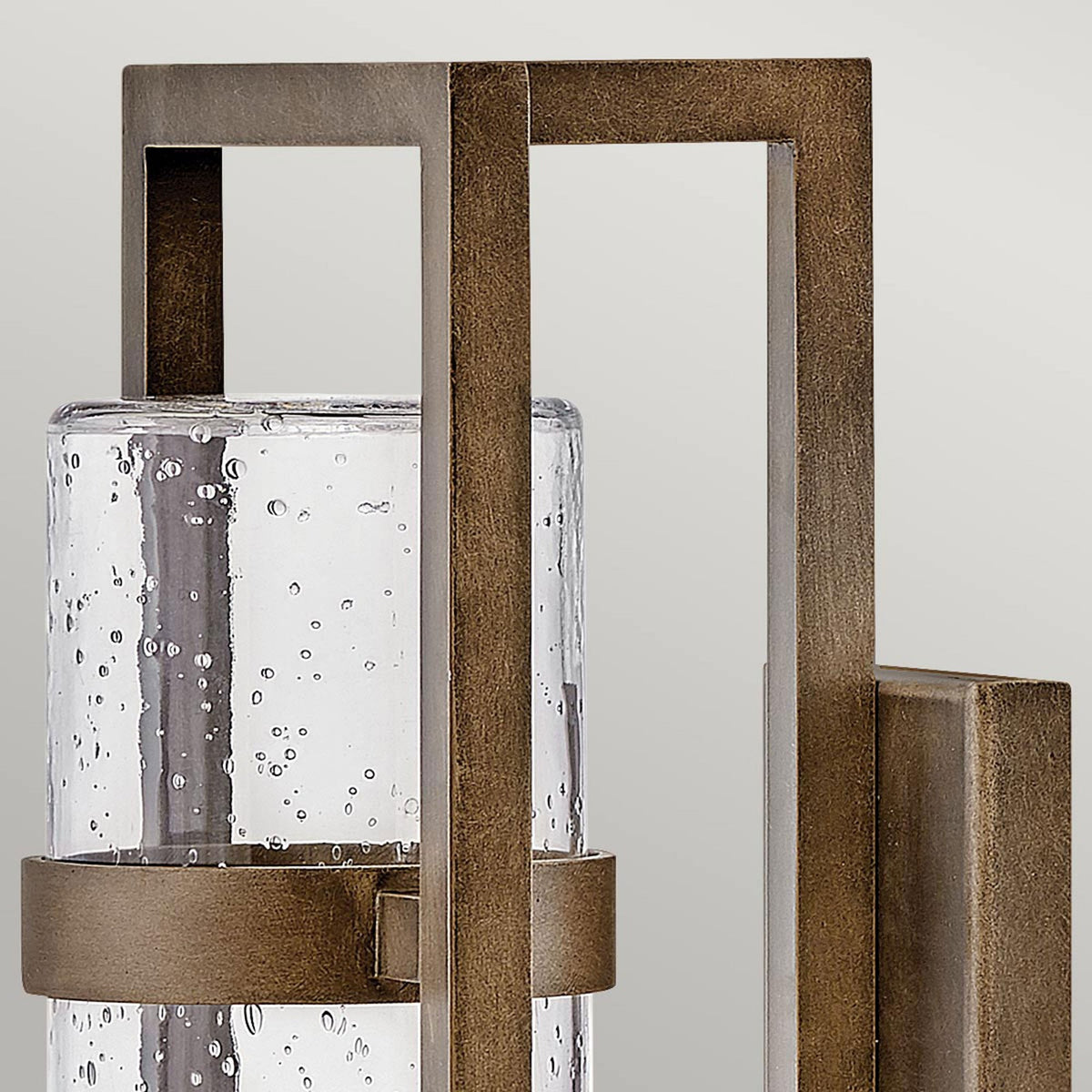 Cordillera IP44 Exterior Wall Light in Burnished Bronze with Seeded Tubular Glass