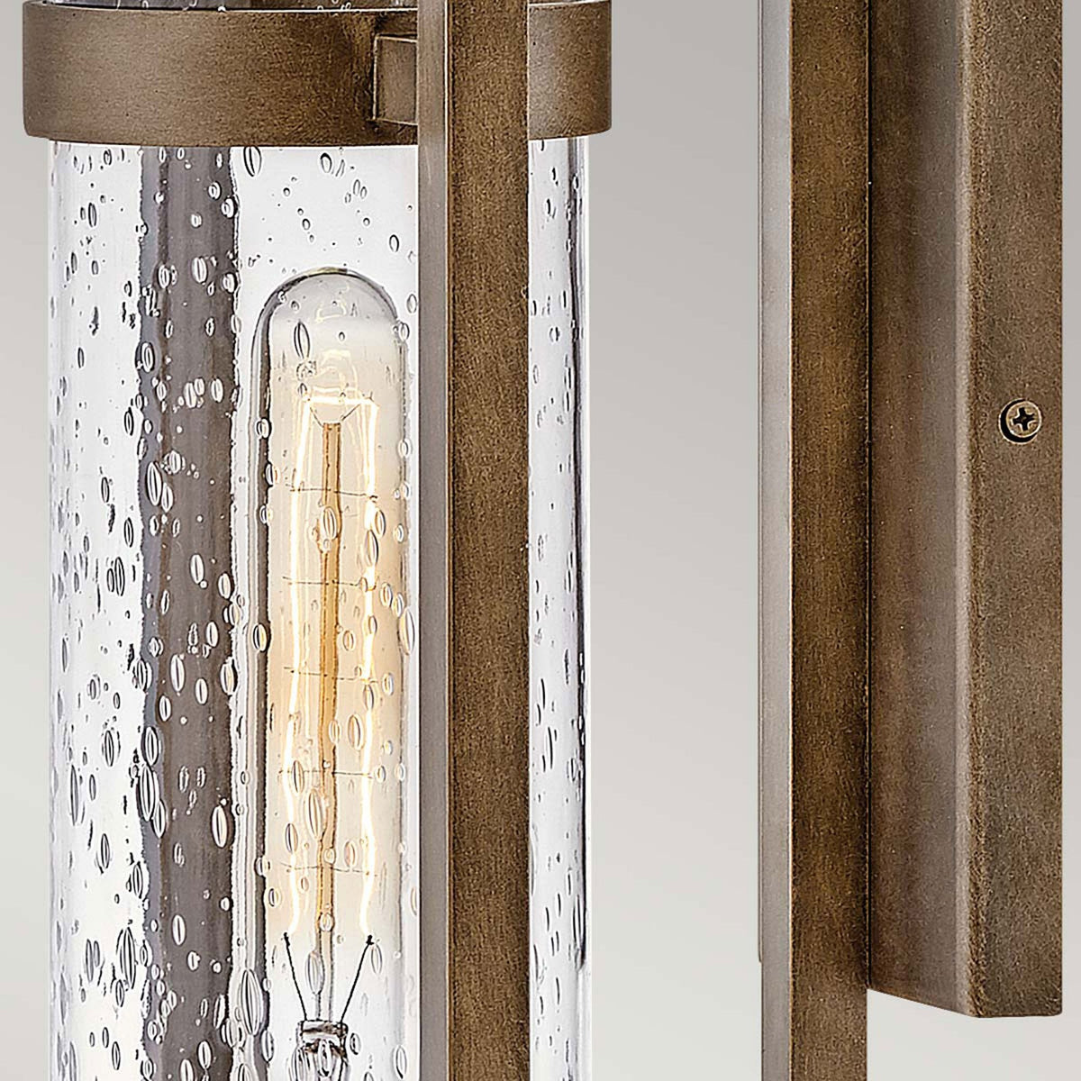Cordillera IP44 Exterior Wall Light in Burnished Bronze with Seeded Tubular Glass