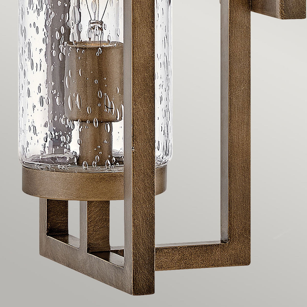 Cordillera IP44 Exterior Wall Light in Burnished Bronze with Seeded Tubular Glass