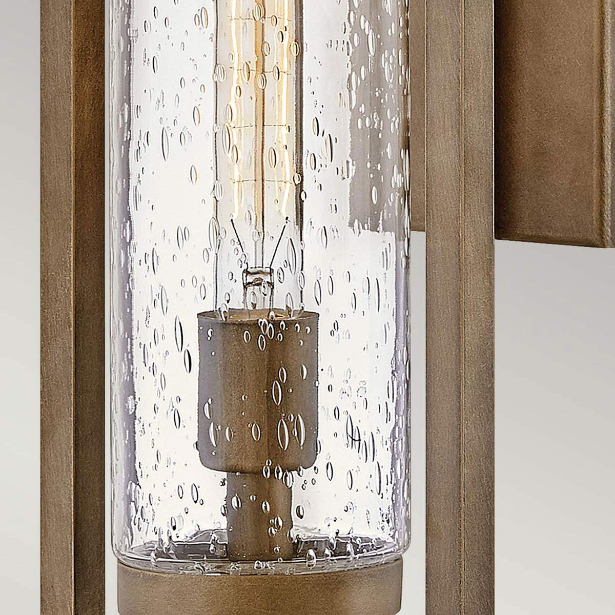 Cordillera IP44 Exterior Wall Light in Burnished Bronze with Seeded Tubular Glass