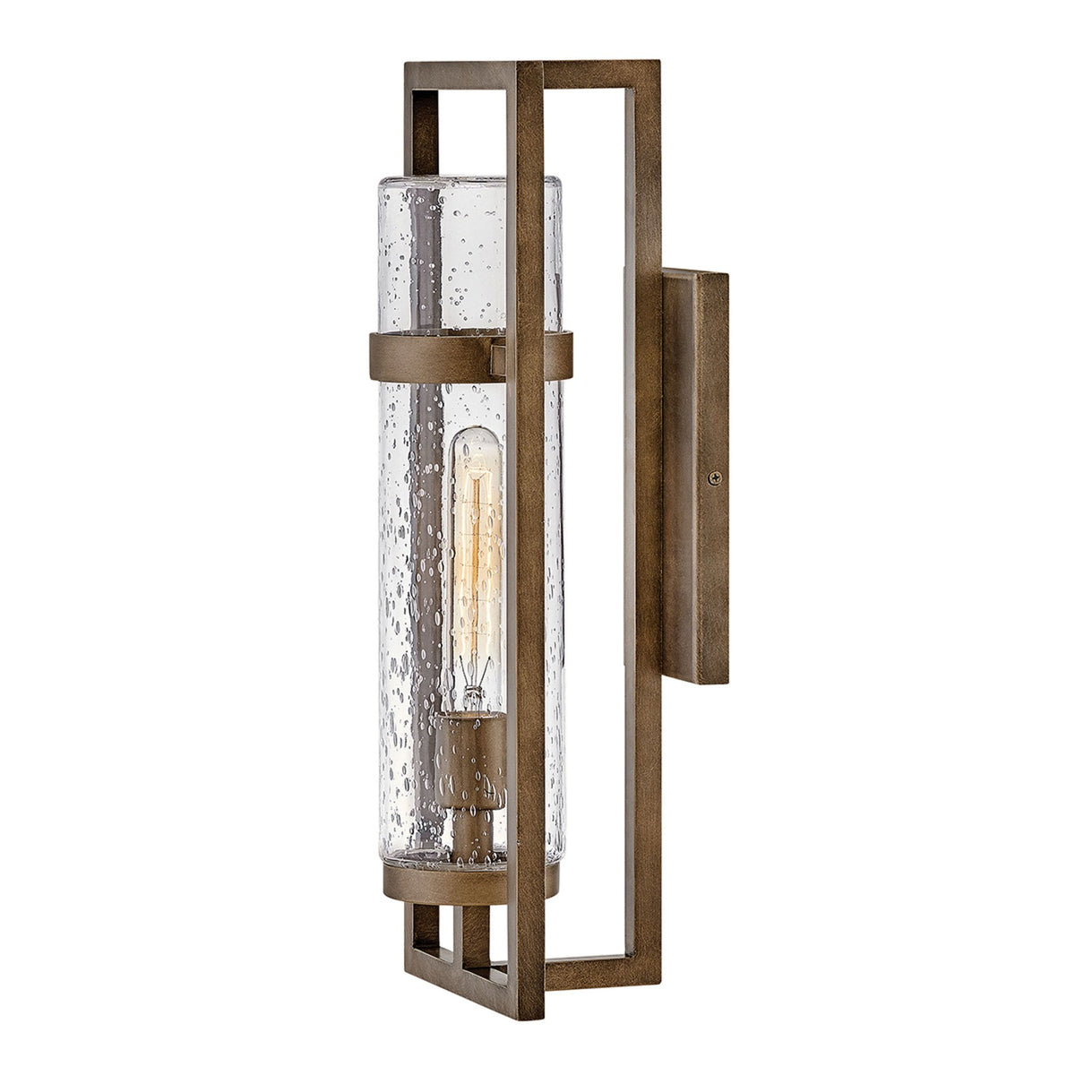 Cordillera IP44 Exterior Wall Light in Burnished Bronze with Seeded Tubular Glass