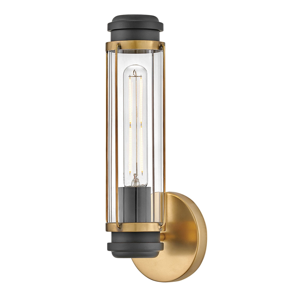Masthead IP44 Single Wall Light in Heritage Brass and Black