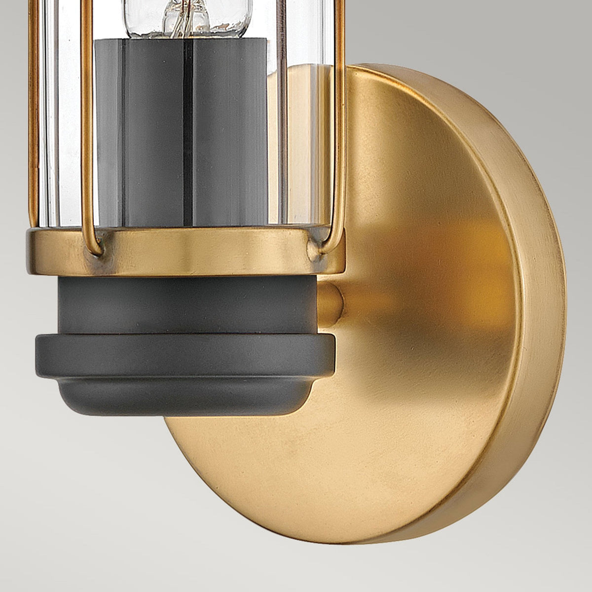 Masthead IP44 Single Wall Light in Heritage Brass and Black