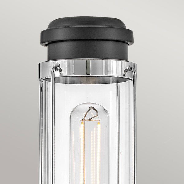 Masthead IP44 Single Wall Light in Polished Chrome and Black