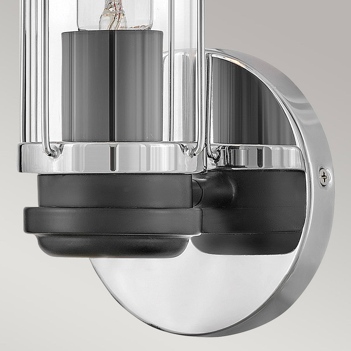 Masthead IP44 Single Wall Light in Polished Chrome and Black