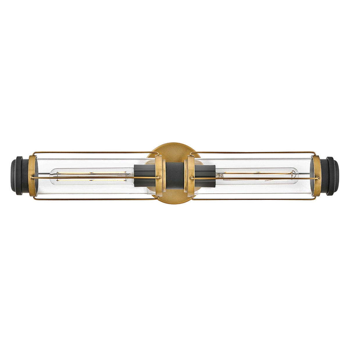 Masthead IP44 Twin Wall Light in Heritage Brass and Black