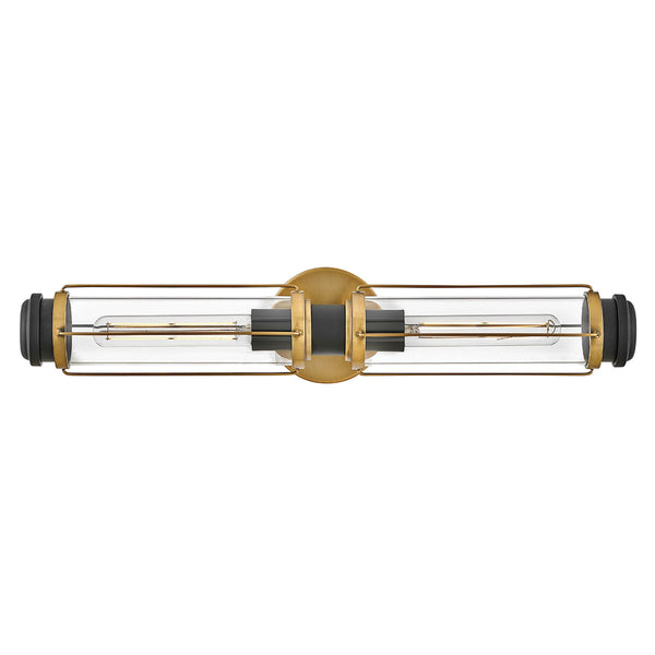Masthead IP44 Twin Wall Light in Heritage Brass and Black