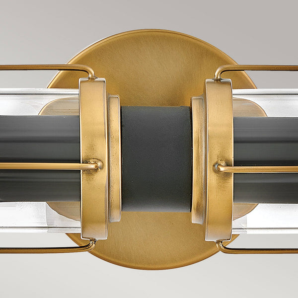 Masthead IP44 Twin Wall Light in Heritage Brass and Black