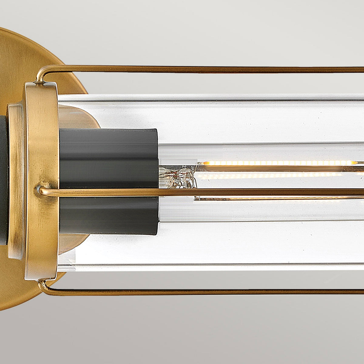 Masthead IP44 Twin Wall Light in Heritage Brass and Black