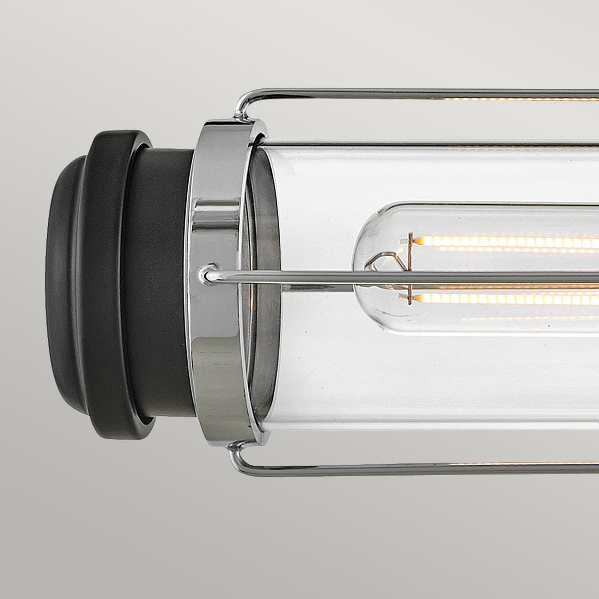 Masthead IP44 Twin Wall Light in Polished Chrome and Black