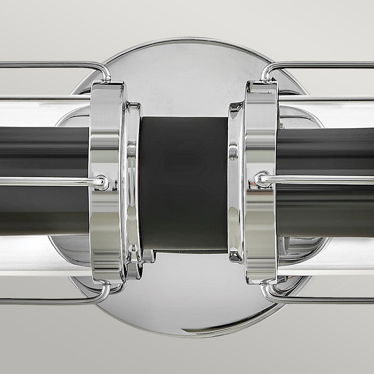 Masthead IP44 Twin Wall Light in Polished Chrome and Black