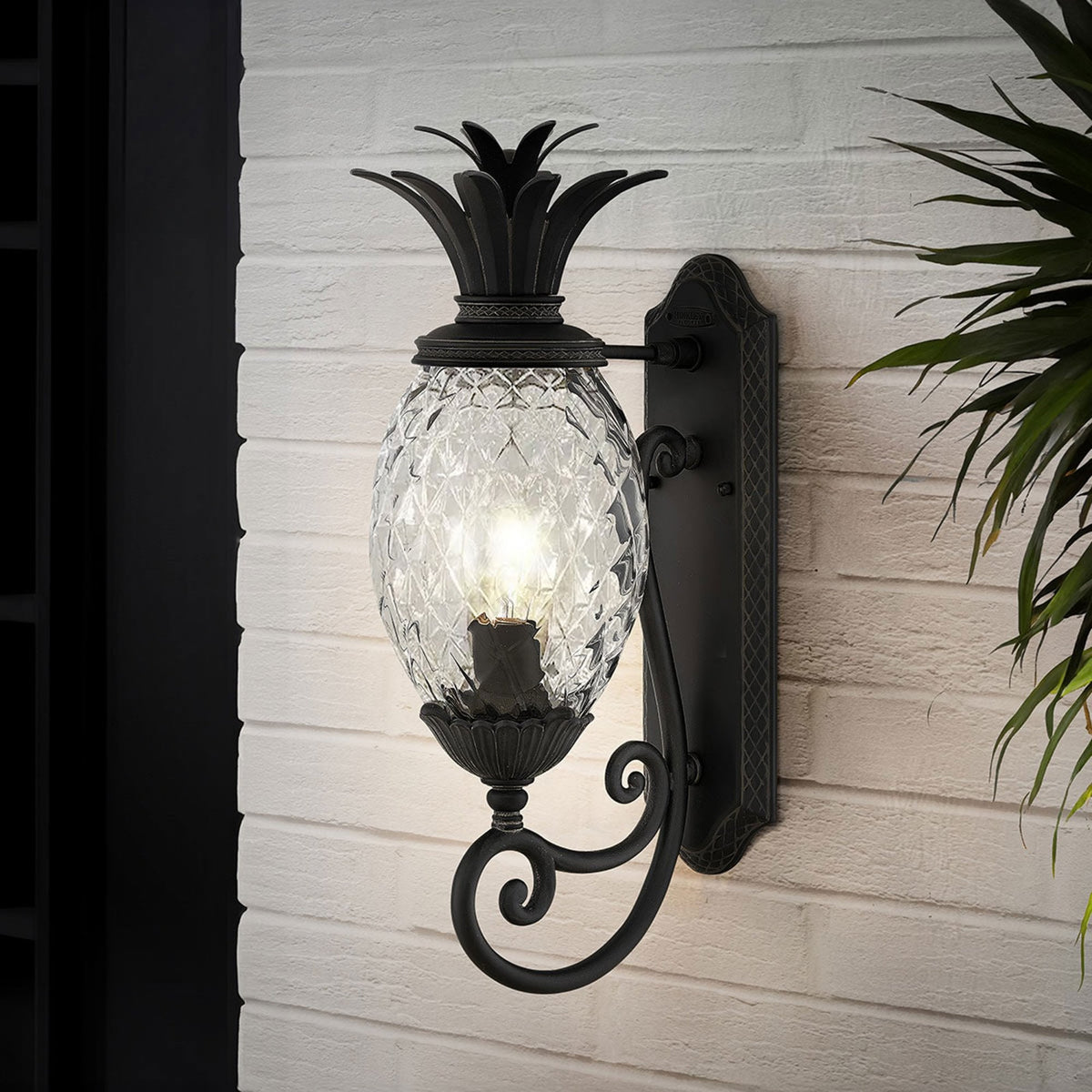 Plantation IP44 Exterior Medium Wall Lantern in Museum Black