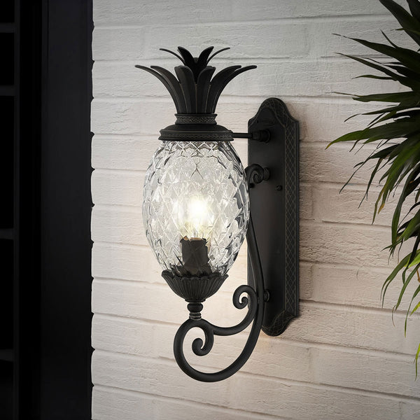 Plantation IP44 Exterior Medium Wall Lantern in Museum Black