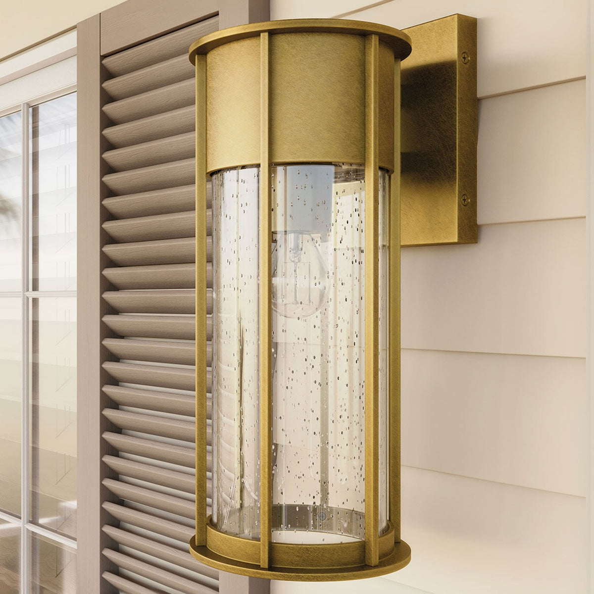 Camillo IP44 Medium Exterior Wall Light in Painted Natural Brass