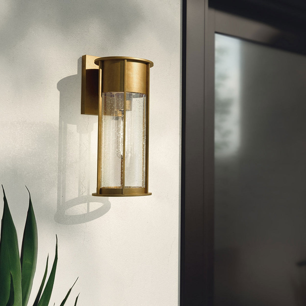 Camillo IP44 Medium Exterior Wall Light in Painted Natural Brass