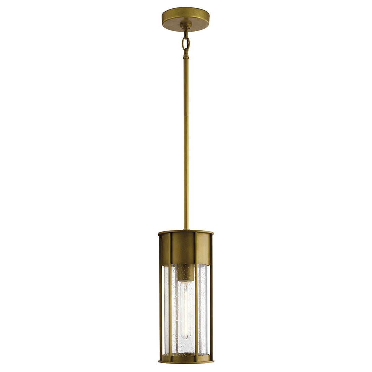Camillo IP44 Exterior Pendant Light in Painted Natural Brass