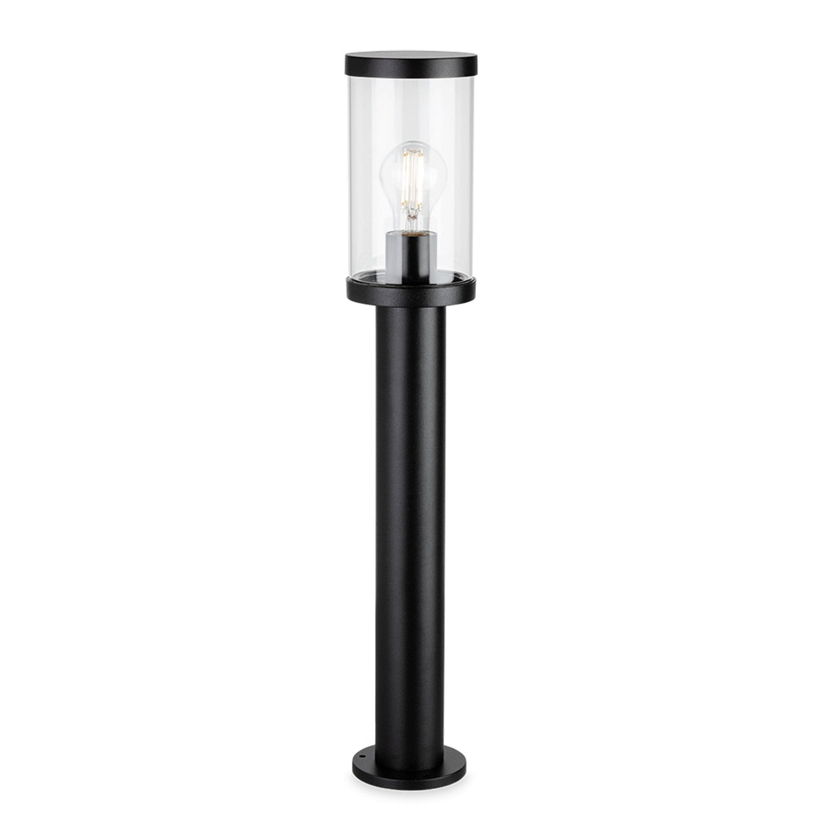 Lucas IP44 Post Light in Black with Clear Glass