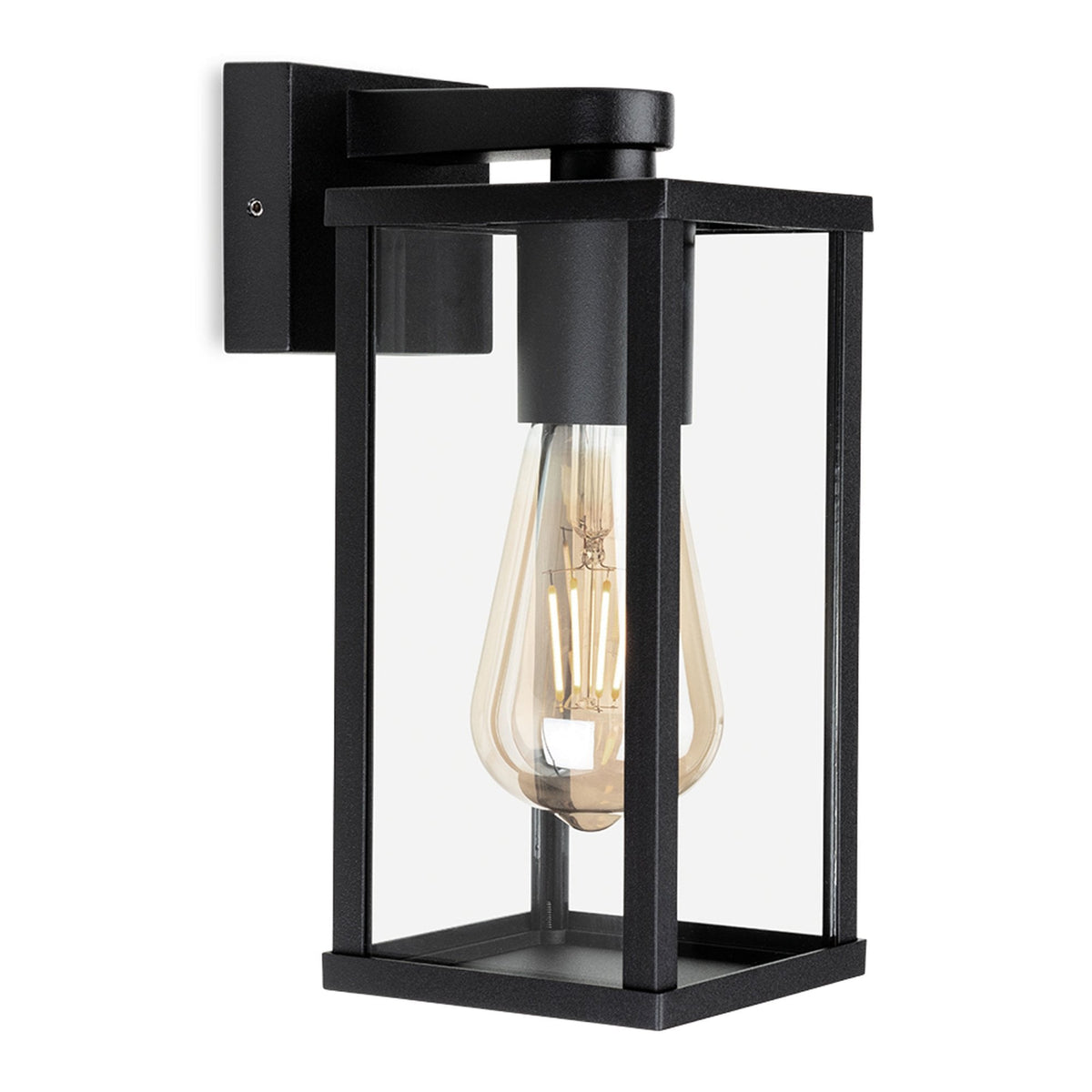 Dakota IP44 Down Wall Light in Black with Clear Glass