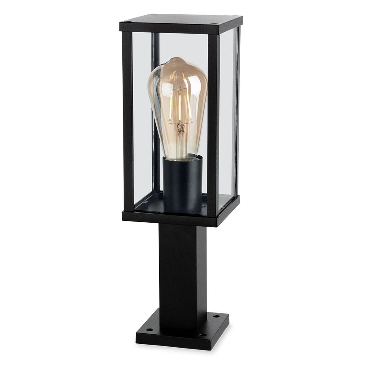 Dakota IP44 Pillar Light in Black with Clear Glass