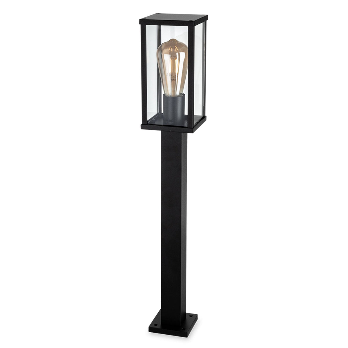 Dakota IP44 Post Light in Black with Clear Glass