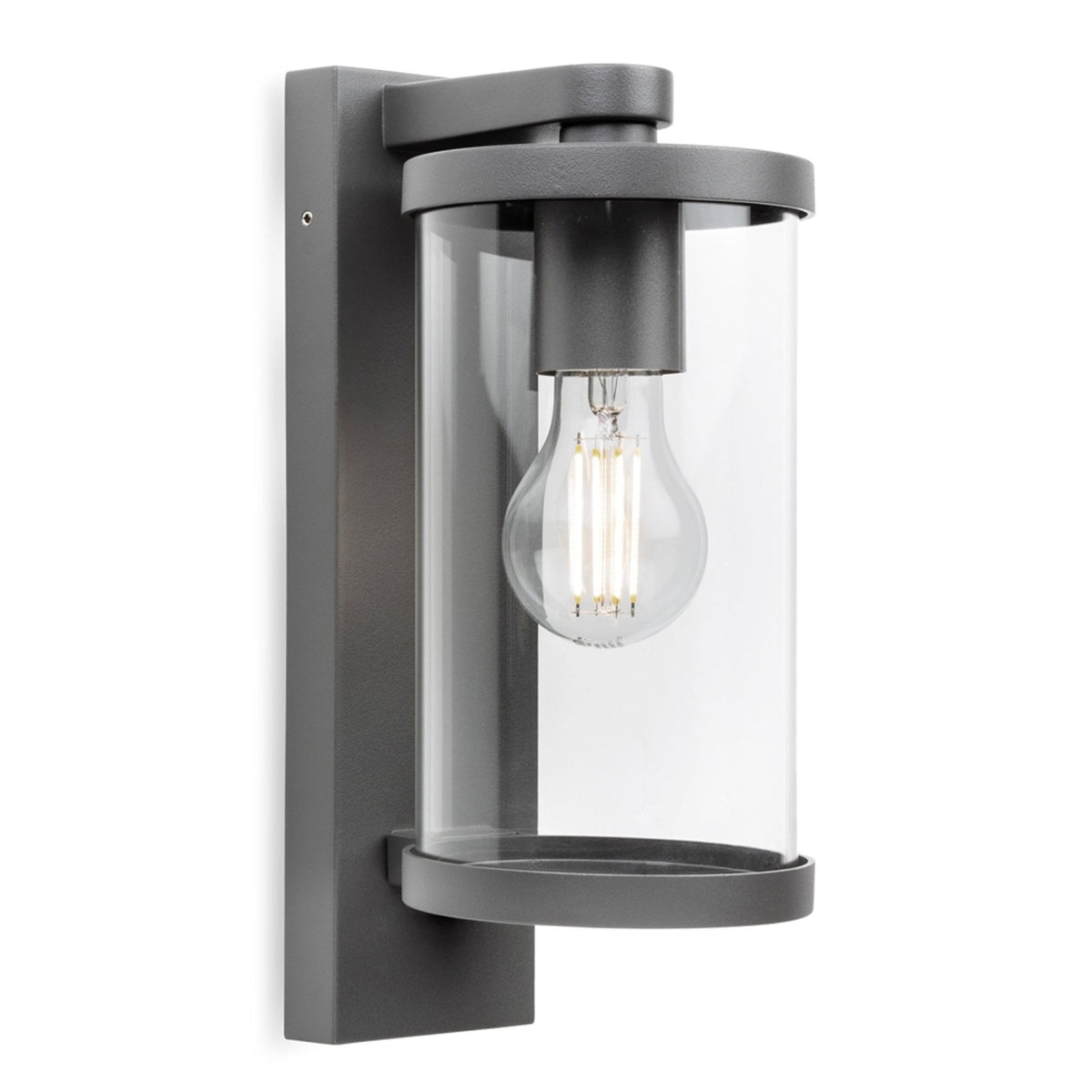 Harley IP44 Down Wall Light in Graphite with Clear Glass