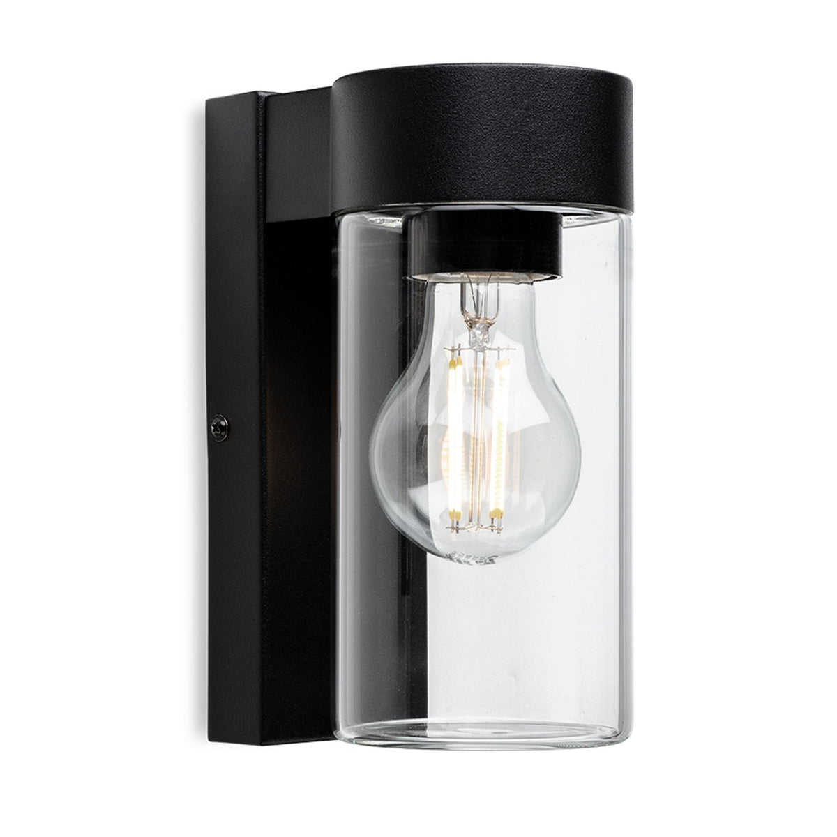 Zara IP44 Down Wall Light in Black with Clear Glass