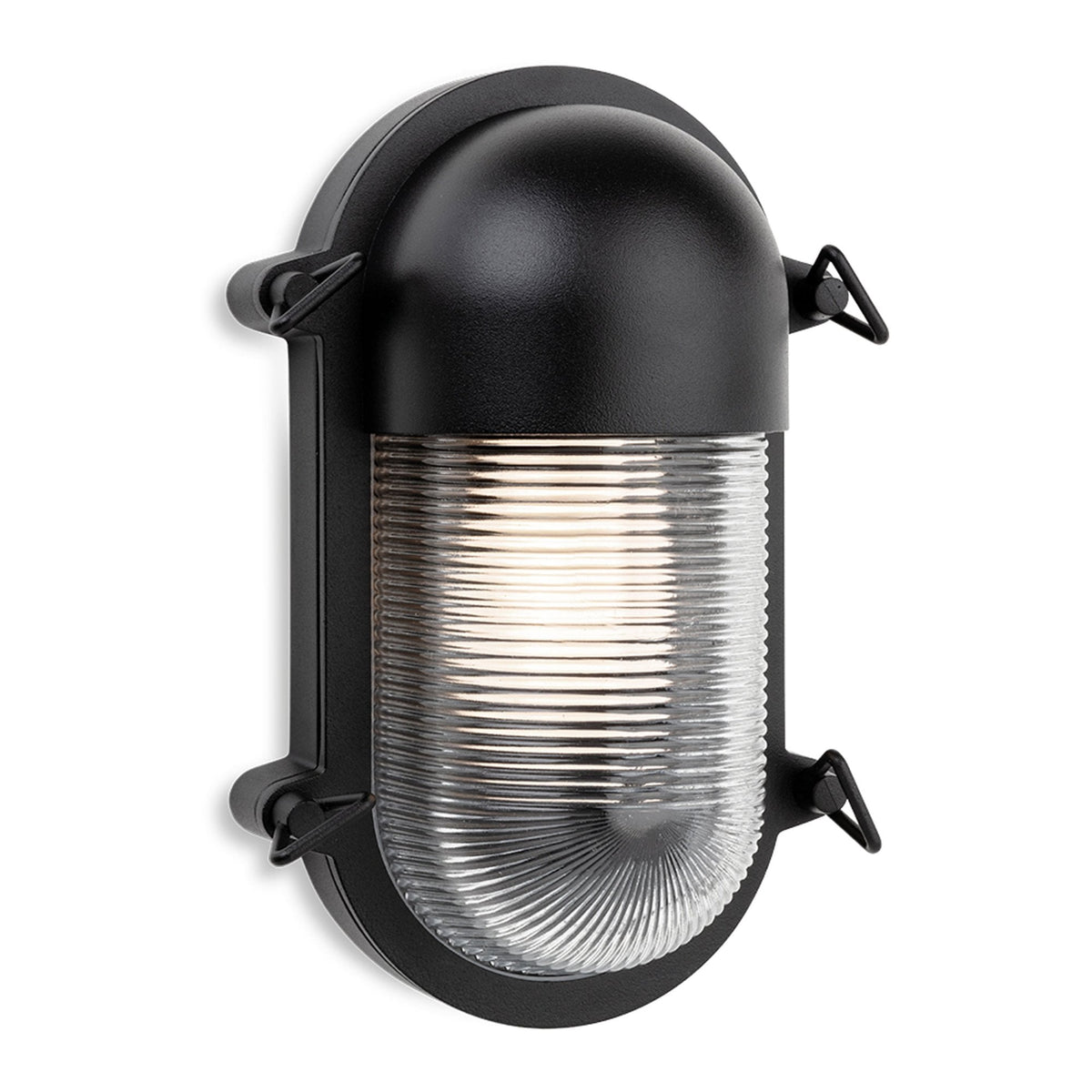 Turin IP44 Oval Bulkhead Wall Light in Black