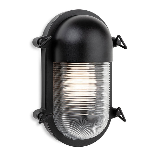 Turin IP44 Oval Bulkhead Wall Light in Black