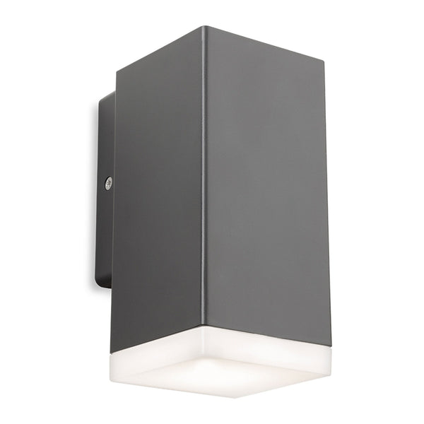Kuga Square Single Resin Coastal IP65 LED Wall Light in Graphite