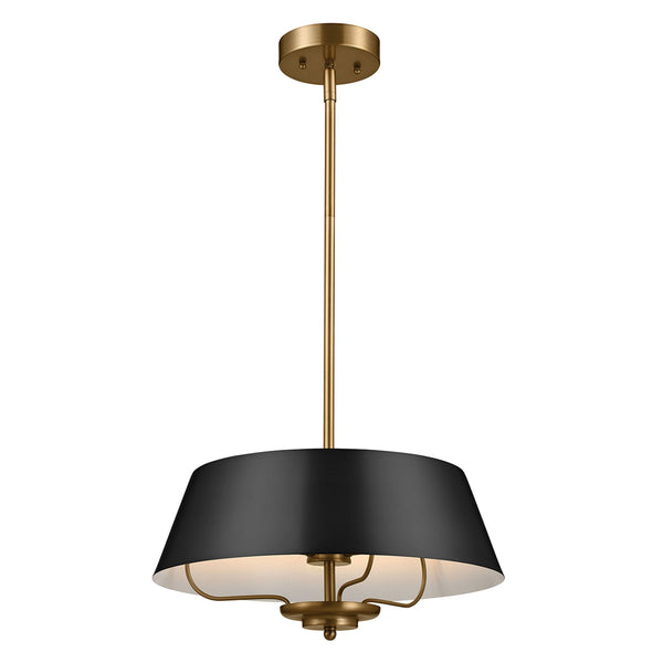 Luella Three Light Dual Mount Pendant or Semi Flush in Black and Brass
