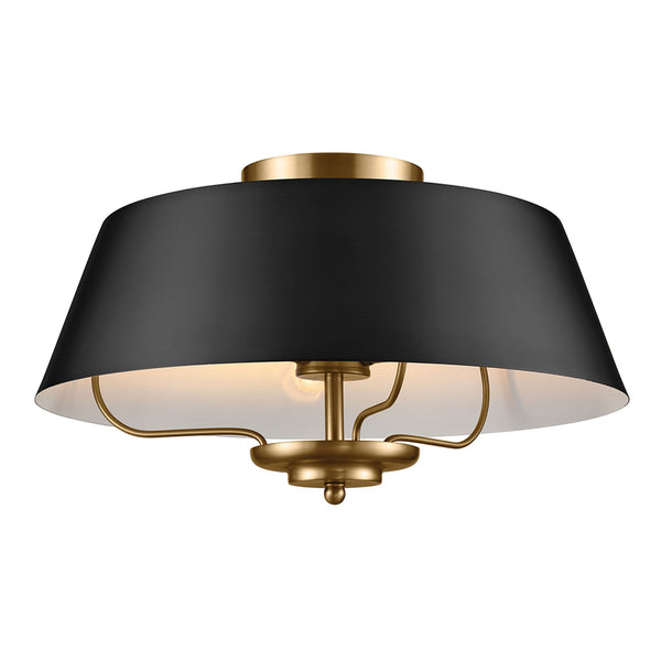 Luella Three Light Dual Mount Pendant or Semi Flush in Black and Brass
