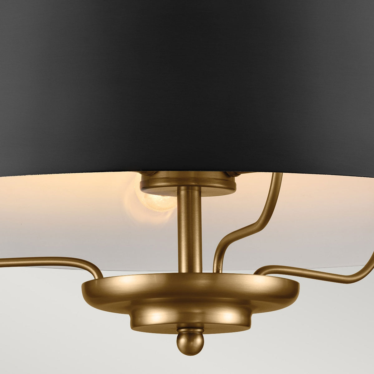 Luella Three Light Dual Mount Pendant or Semi Flush in Black and Brass