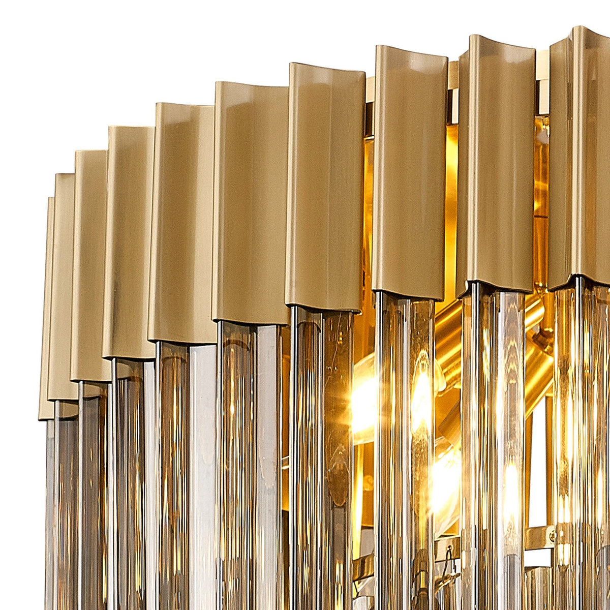 Kentisbeare 600mm Round Flush Chandelier in Brass & Smoked Glass