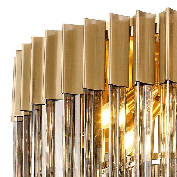 Kentisbeare 600mm Round Flush Chandelier in Brass & Smoked Glass
