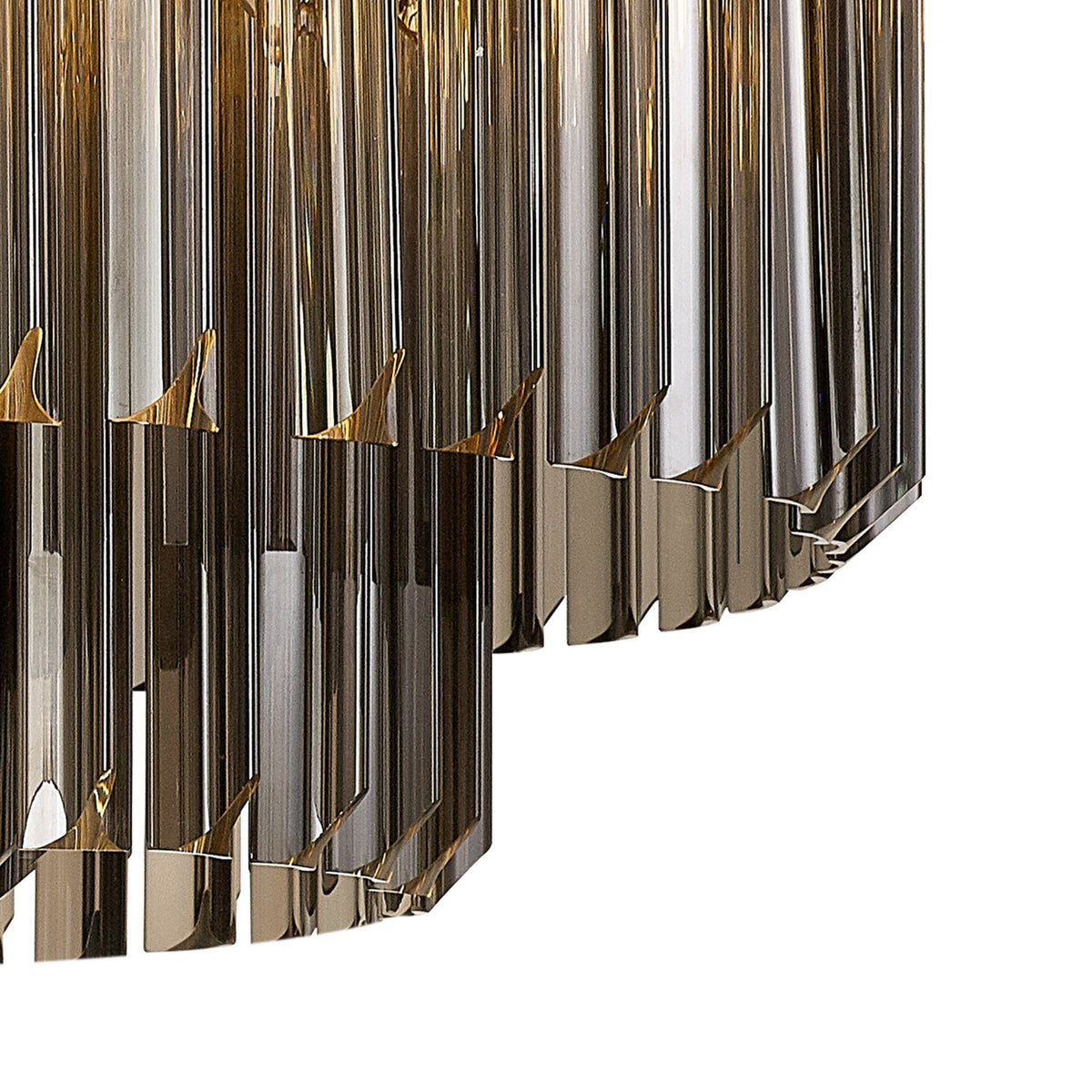 Kentisbeare 600mm Round Flush Chandelier in Brass & Smoked Glass
