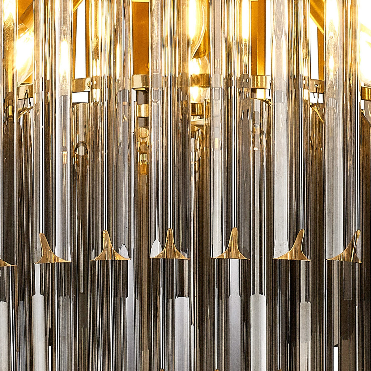 Kentisbeare 600mm Round Flush Chandelier in Brass & Smoked Glass